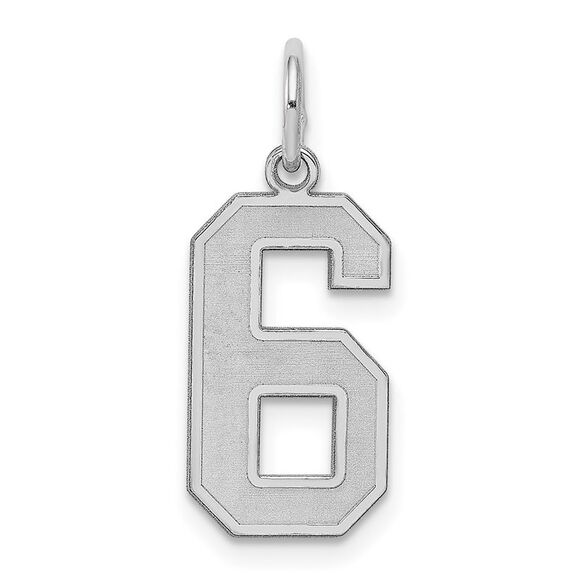 Sterling Silver, Jersey Collection, Medium Number 6 Pendant - Picture 1 of 5